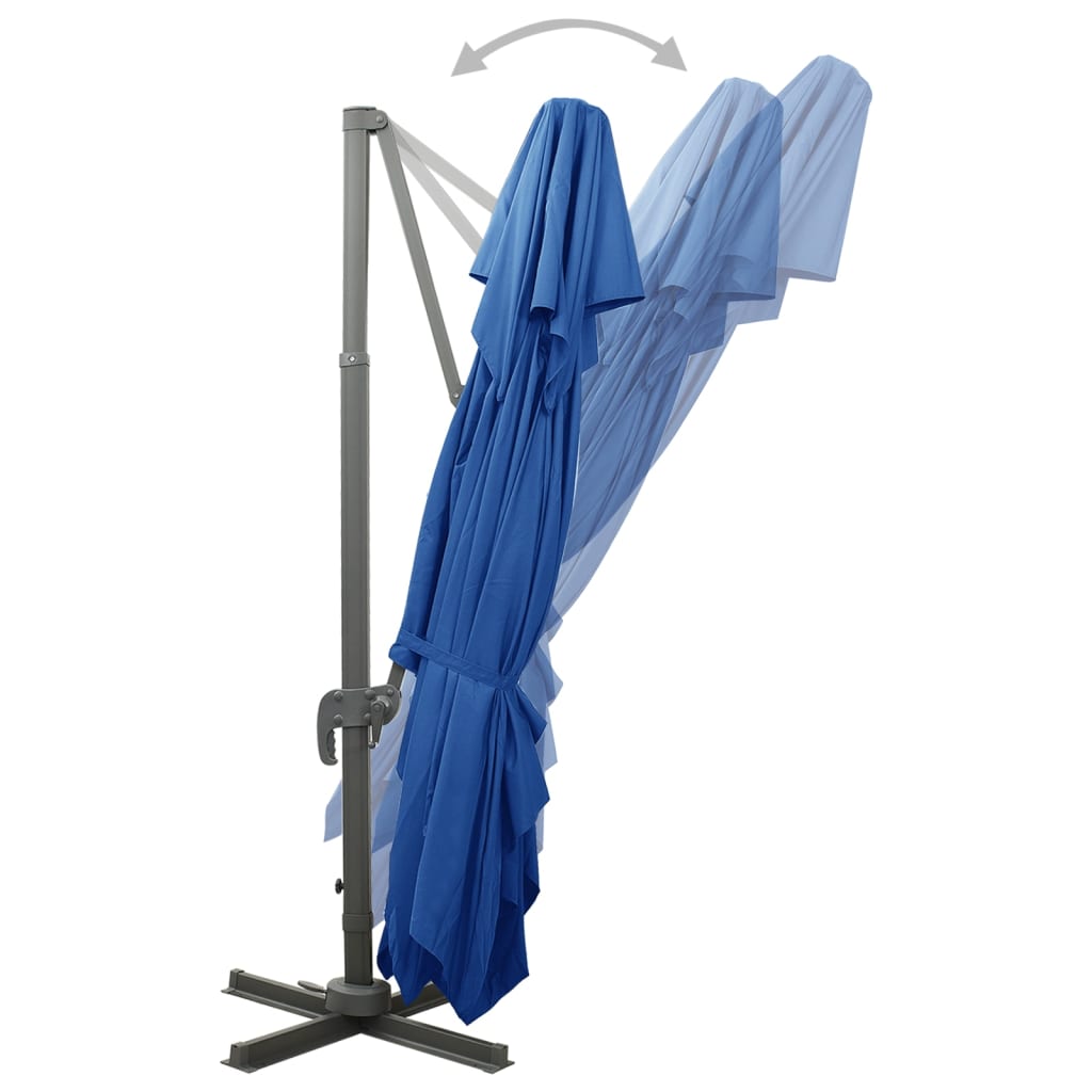 vidaXL Ομπρέλα Κρεμαστή Κήπου με Διπλή Οροφή Μπλε Αζούρ 400x300 εκ.