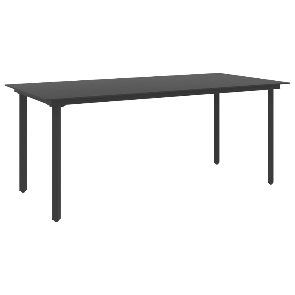 vidaXL Τραπεζαρία Κήπου Μαύρη 190 x 90 x 74 εκ. από Ατσάλι / Γυαλί