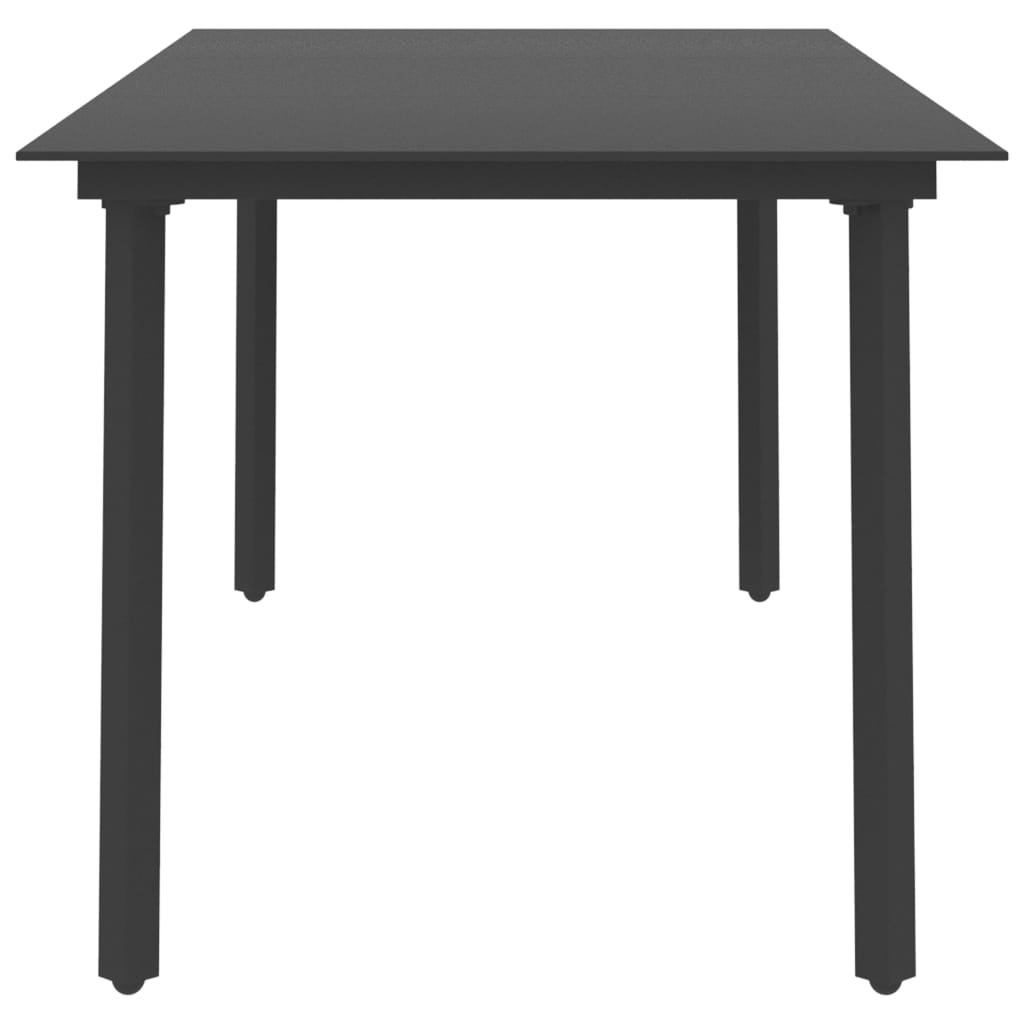 vidaXL Τραπεζαρία Κήπου Μαύρη 190 x 90 x 74 εκ. από Ατσάλι / Γυαλί