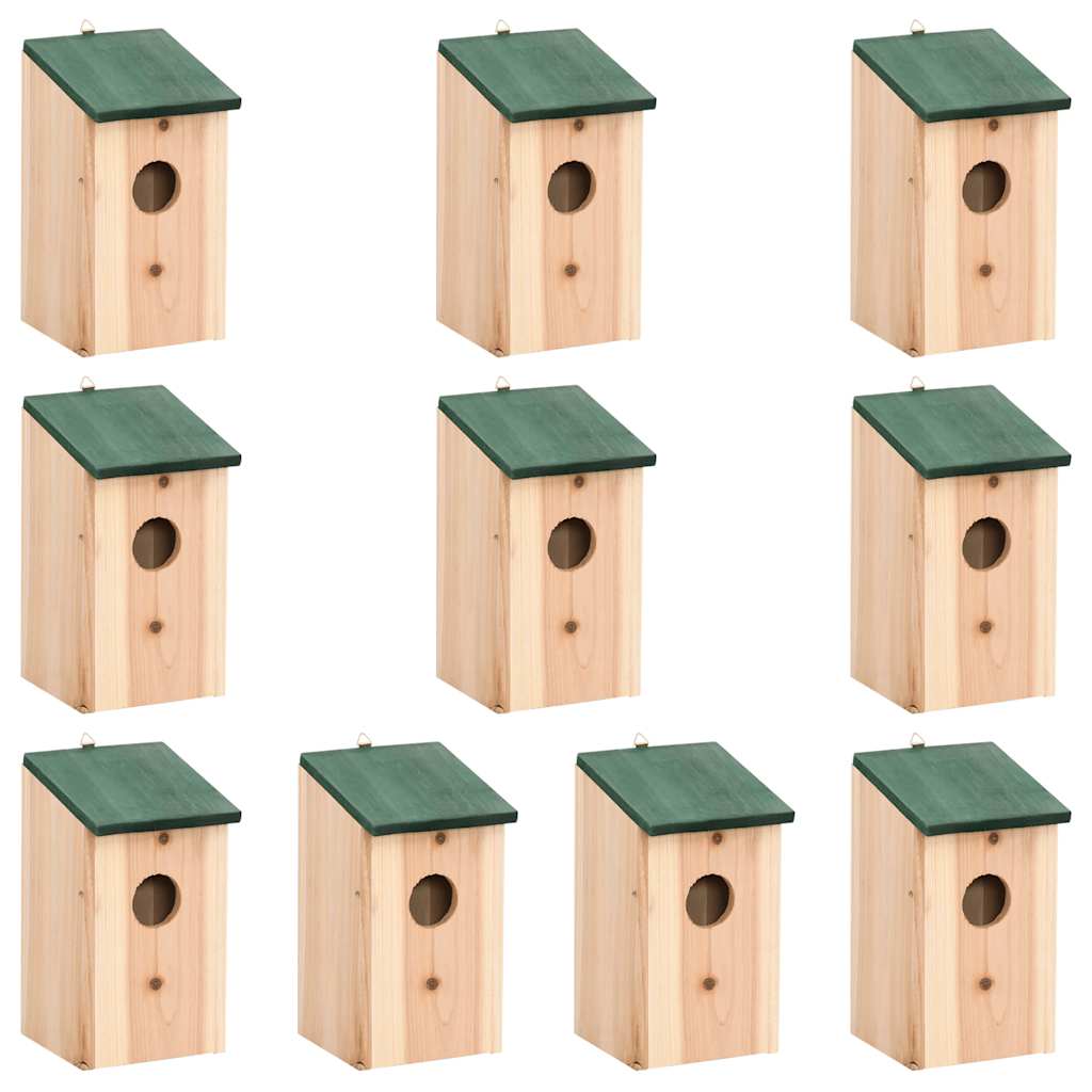 vidaXL Φωλιές Πουλιών 10 τεμ. 12 x 12 x 22 εκ. από Μασίφ Ξύλο Ελάτης
