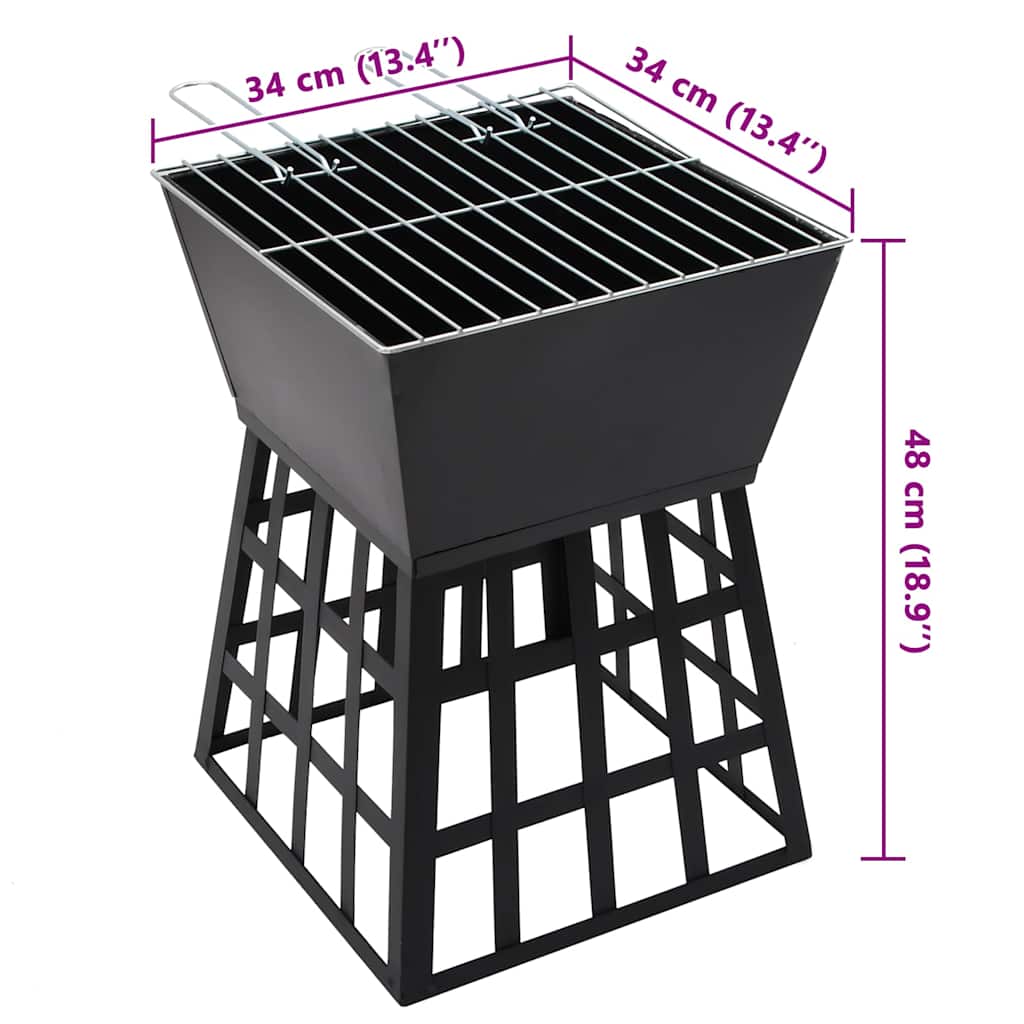 vidaXL Τζάκι Εξωτερικού Χώρου / Ψησταριά 34 x 34 x 48 εκ. από Ατσάλι