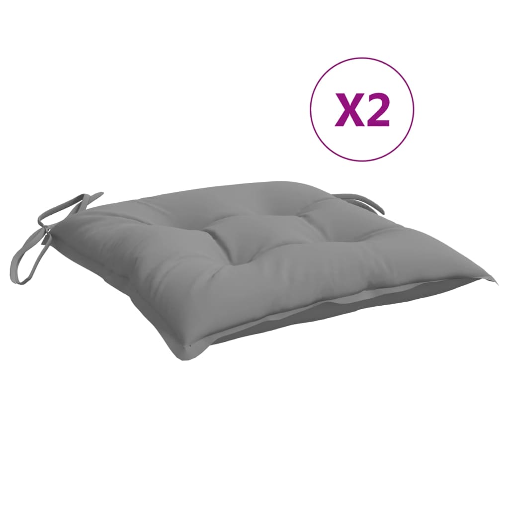 vidaXL Μαξιλάρια Καρέκλας Κήπου 2 τεμ. Γκρι 40x40x7 εκ. Υφασμάτινα