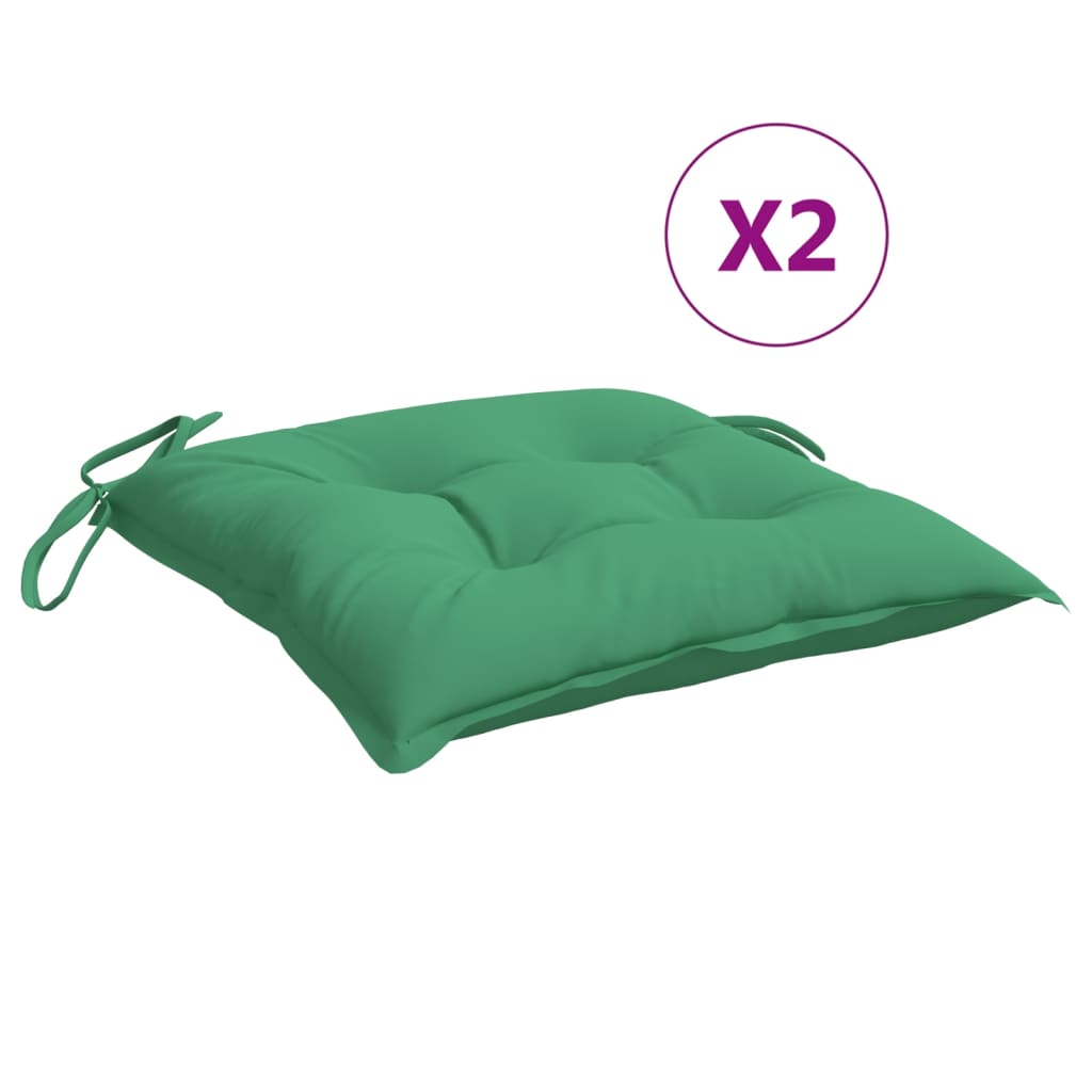 vidaXL Μαξιλάρια Καρέκλας 2 τεμ. Πράσινα 50 x 50 x 7 εκ. Υφασμάτινα