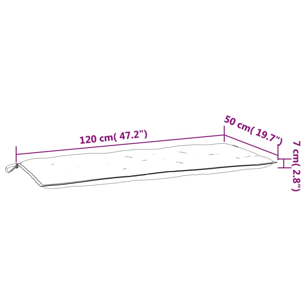 vidaXL Μαξιλάρι Πάγκου Κήπου Ανθρακί 120x50x7 εκ. Ύφασμα Oxford