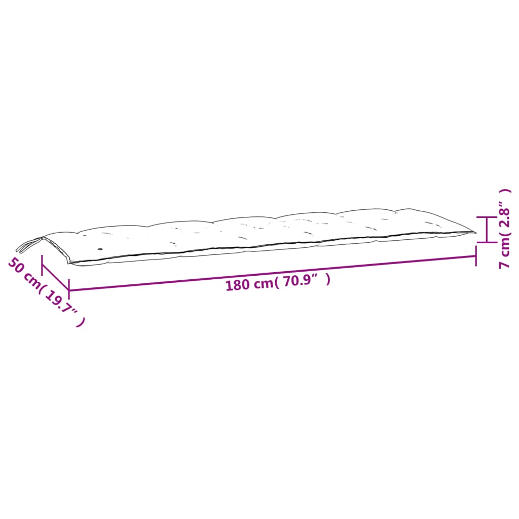 vidaXL Μαξιλάρι Πάγκου Κήπου Γκρι 180x50x7 εκ. Ύφασμα Oxford