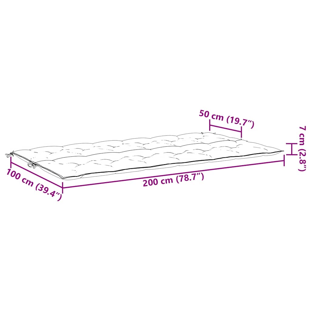 vidaXL Μαξιλάρι Πάγκου Κήπου Πράσινο 200x(50+50)x7 εκ. Ύφασμα Oxford
