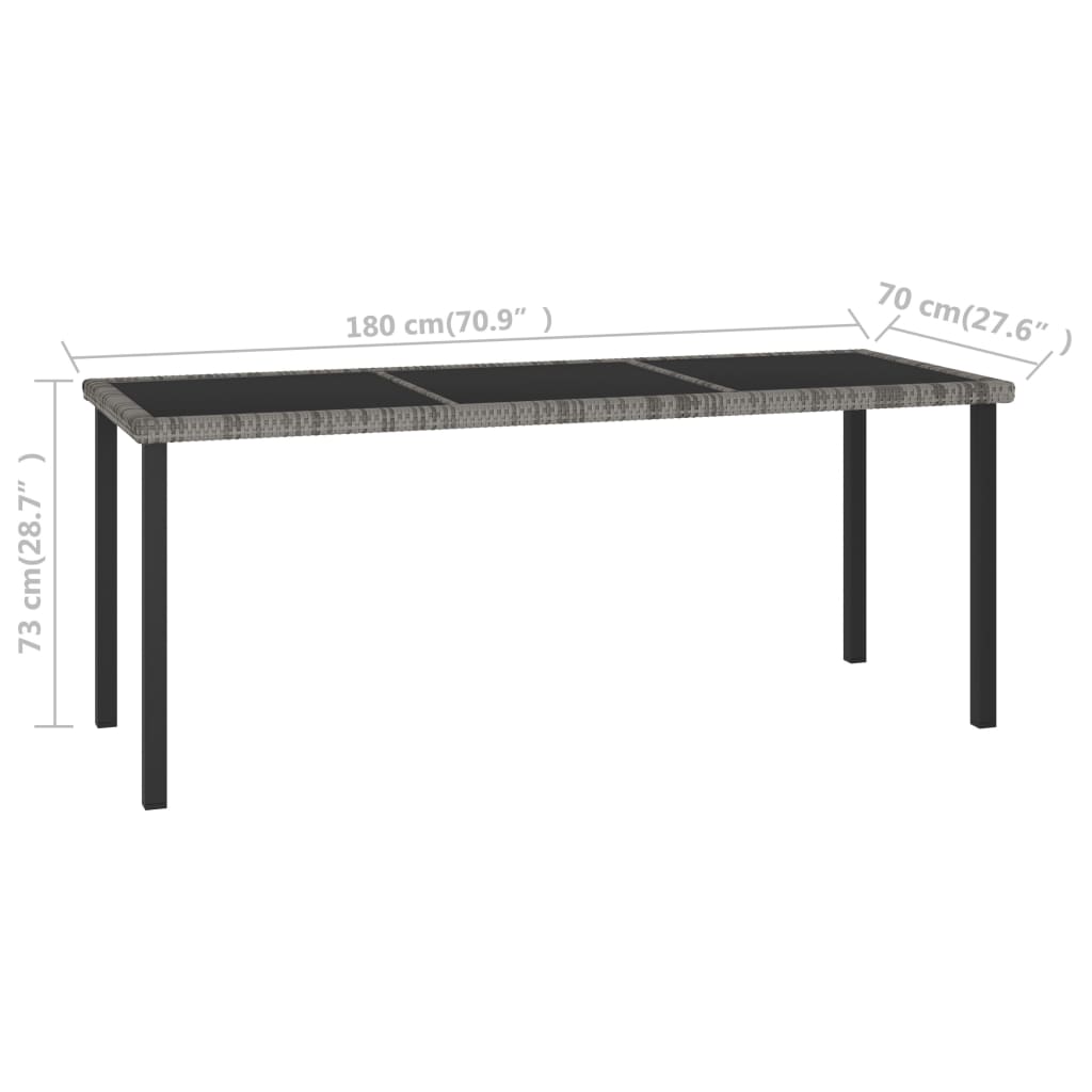 vidaXL Τραπεζαρία Κήπου Γκρι 180 x 70 x 73 εκ. από Συνθετικό Ρατάν