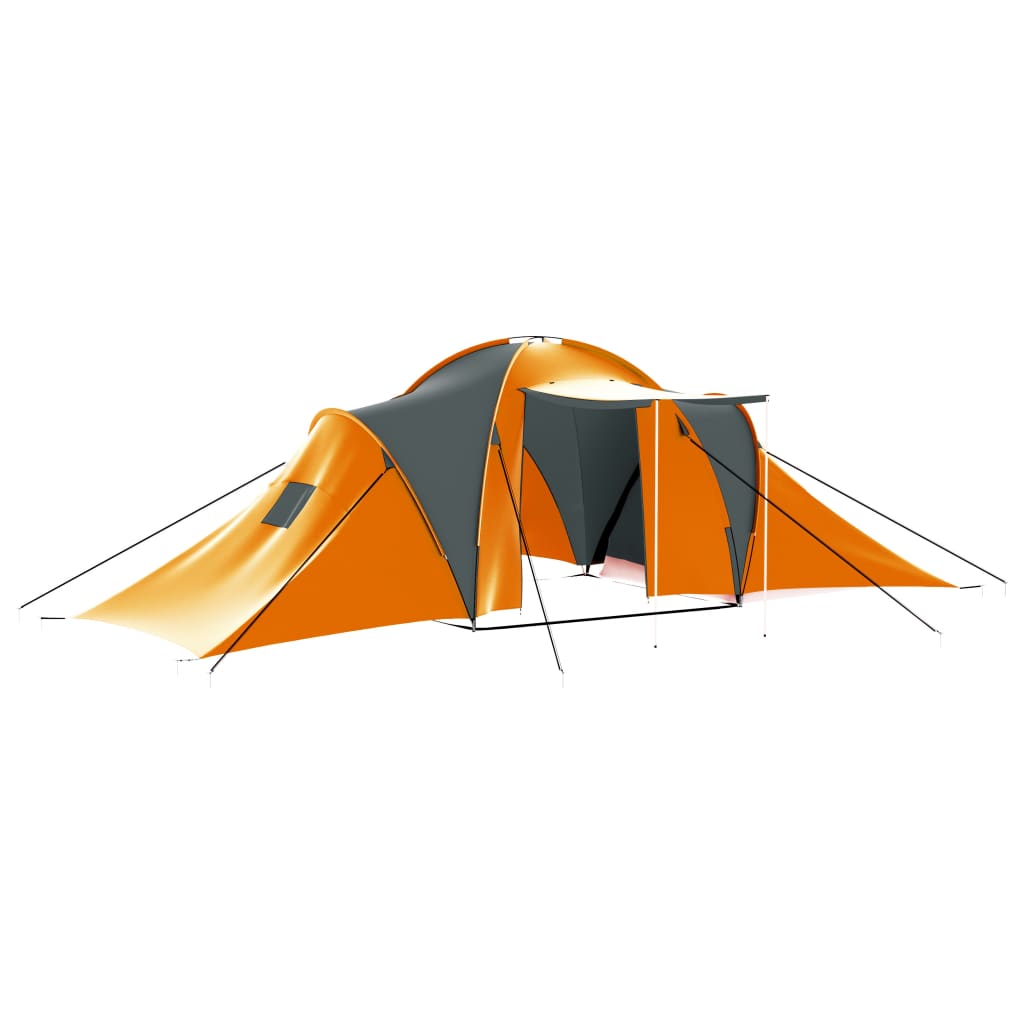 vidaXL Σκηνή Camping 9 Ατόμων Γκρι / Πορτοκαλί Υφασμάτινη