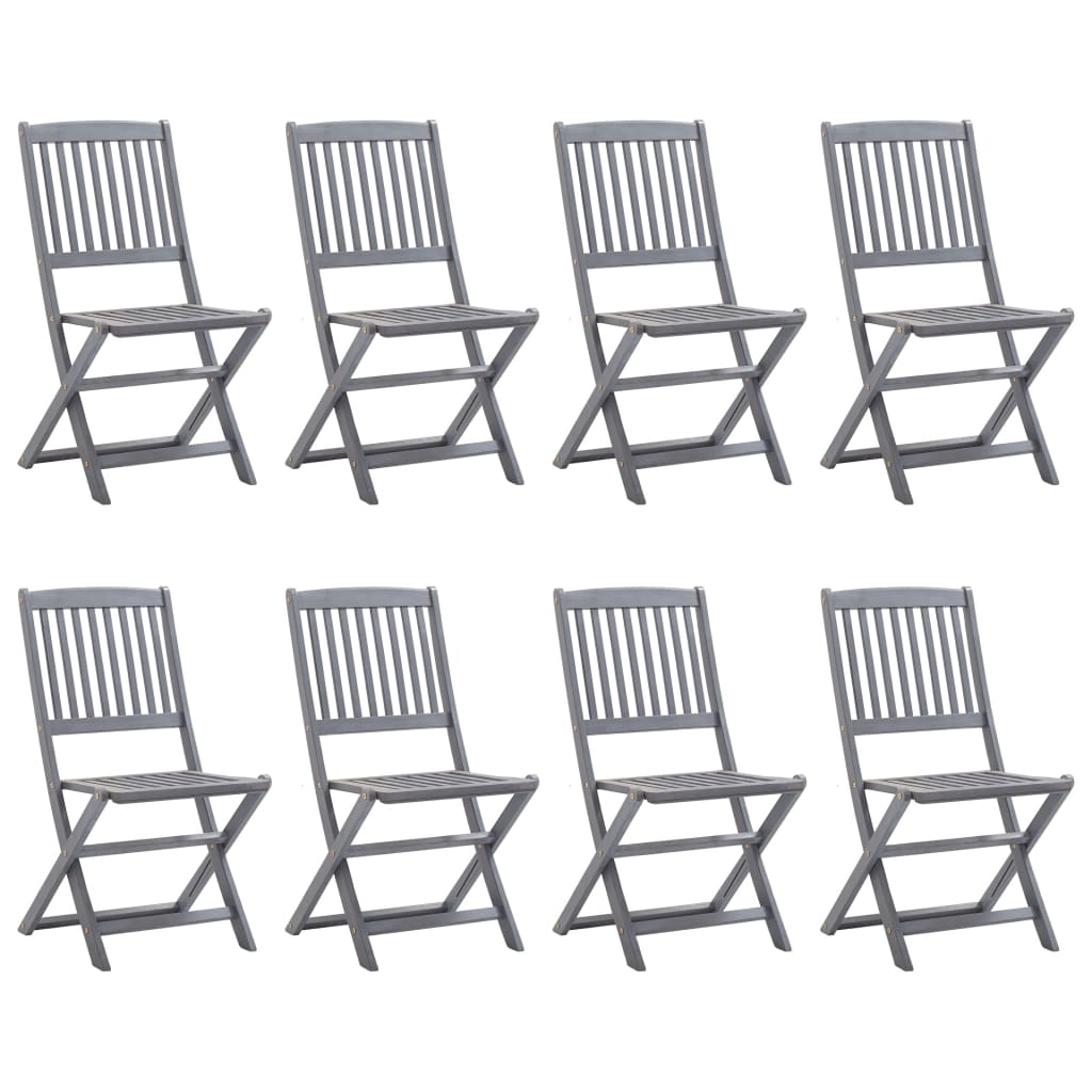 vidaXL Σετ Τραπεζαρίας Κήπου 9 Τεμαχίων Γκρι από Μασίφ Ξύλο Ακακίας