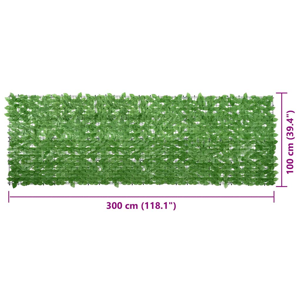 vidaXL Διαχωριστικό Βεράντας με Πράσινα Φύλλα 300 x 100 εκ.