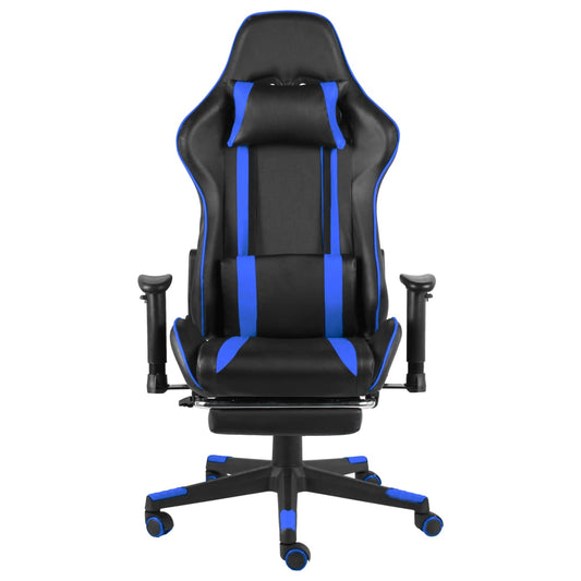 vidaXL Καρέκλα Gaming Περιστρεφόμενη με Υποπόδιο Μπλε PVC
