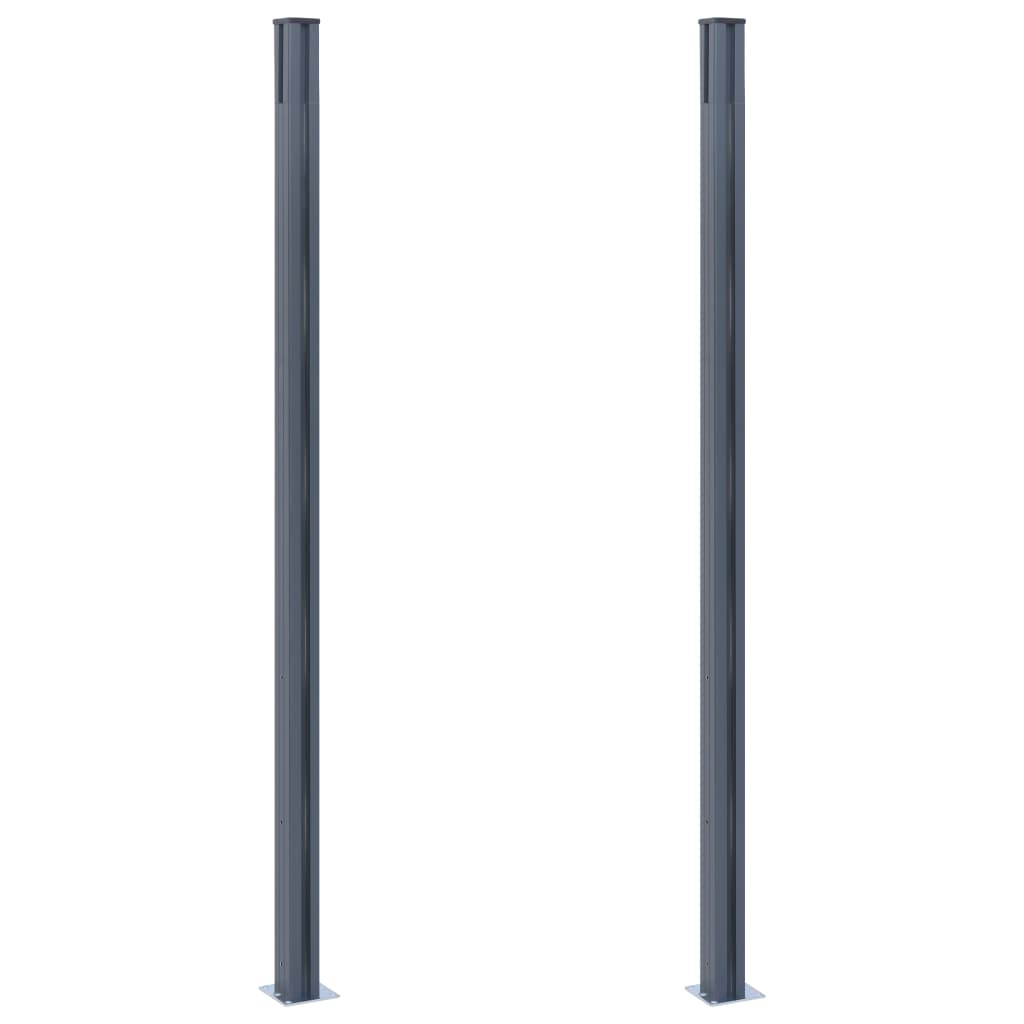 vidaXL Στύλοι Περίφραξης 2 τεμ. Σκούρο Γκρι 185 εκ. Αλουμινίου