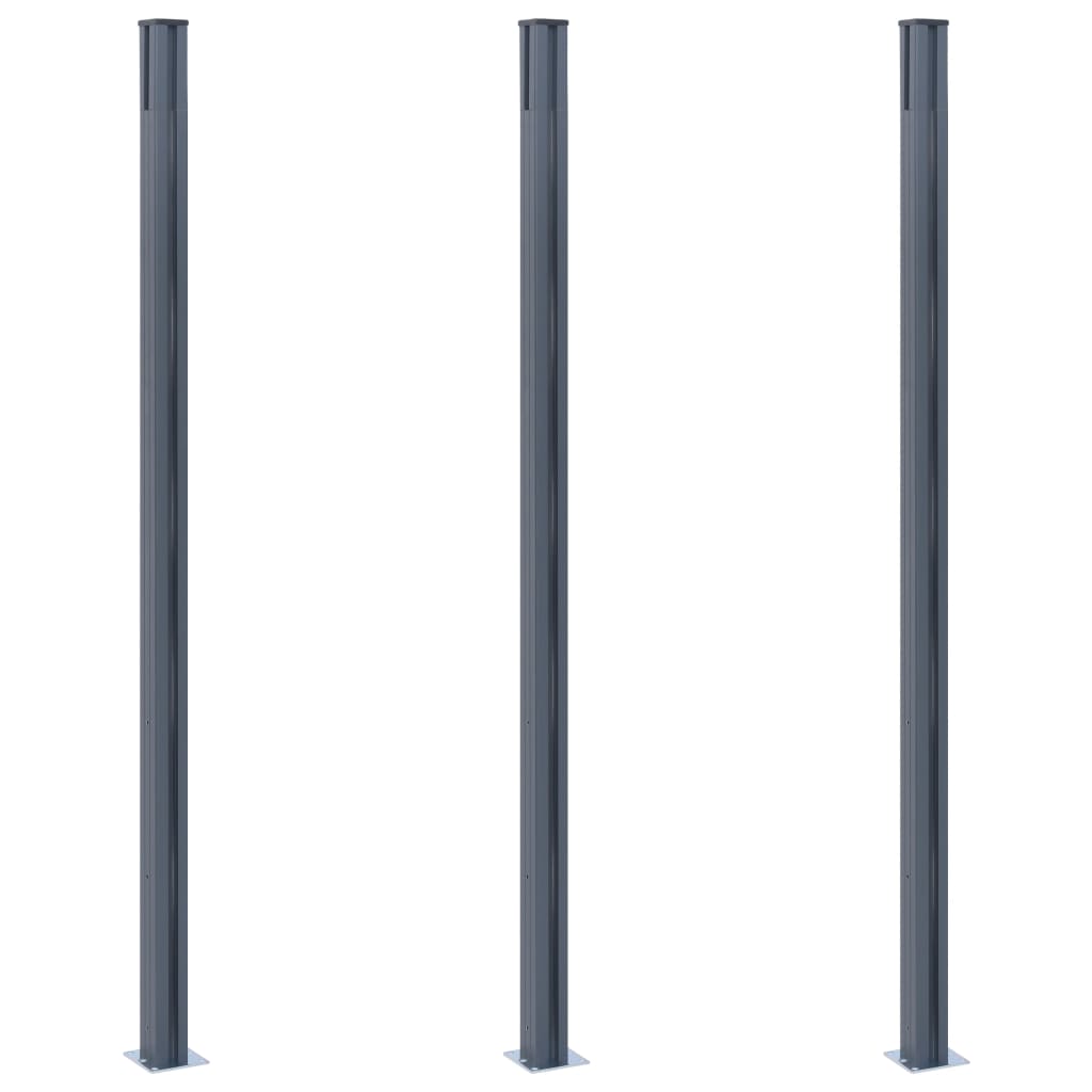 vidaXL Στύλοι Περίφραξης 3 τεμ. Σκούρο Γκρι 185 εκ. Αλουμινίου