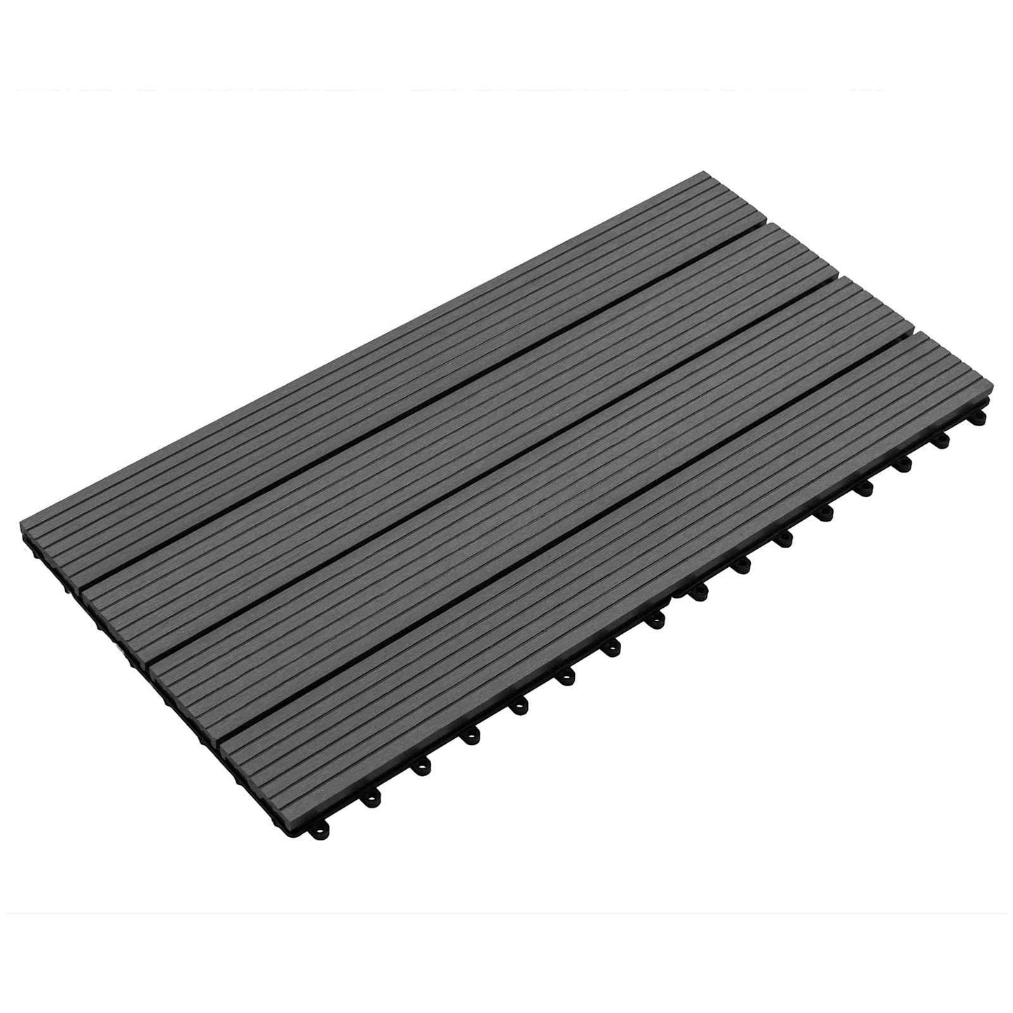 vidaXL Πλακάκι Δαπέδου 6 pcs Μαύρο 60 x 30 cm WPC