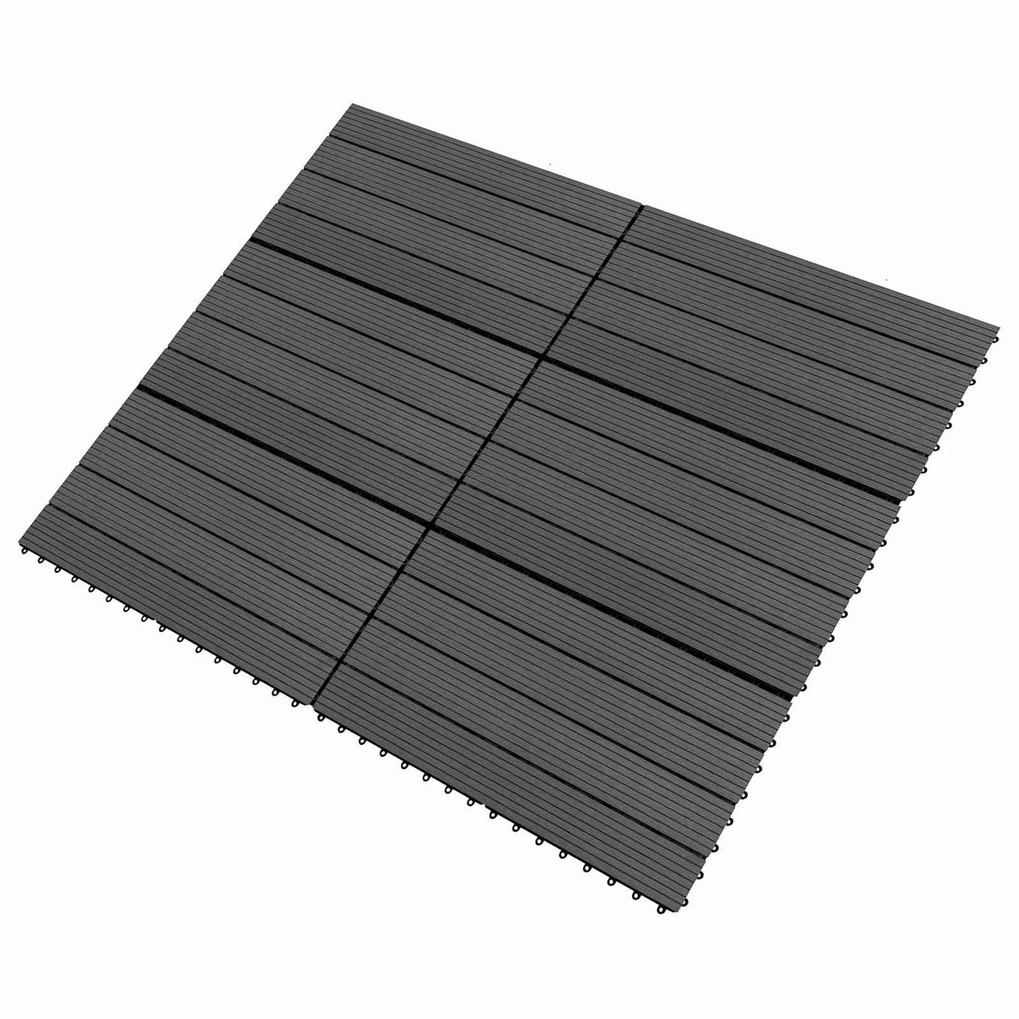 vidaXL Πλακάκι Δαπέδου 6 pcs Μαύρο 60 x 30 cm WPC