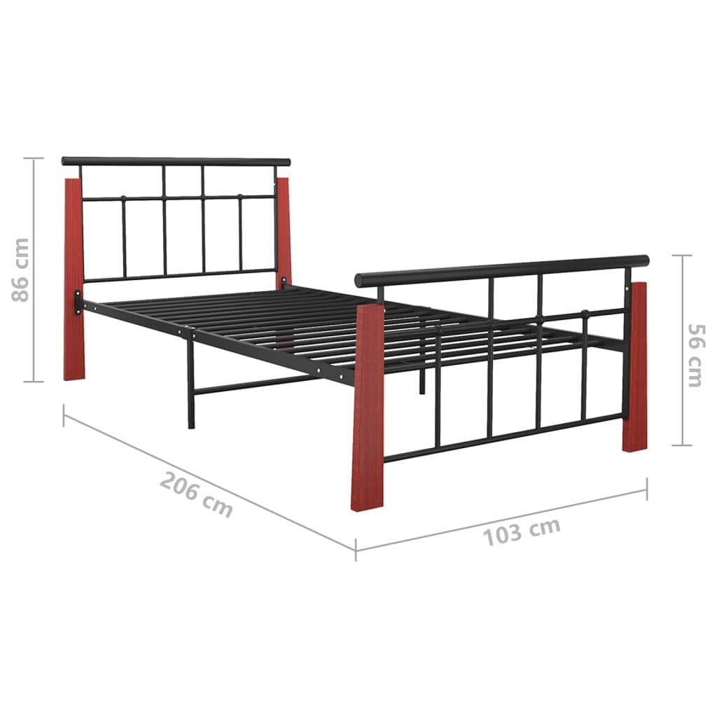 vidaXL Πλαίσιο Κρεβατιού 90 x 200 εκ. Μέταλλο & Μασίφ Ξύλο Δρυός