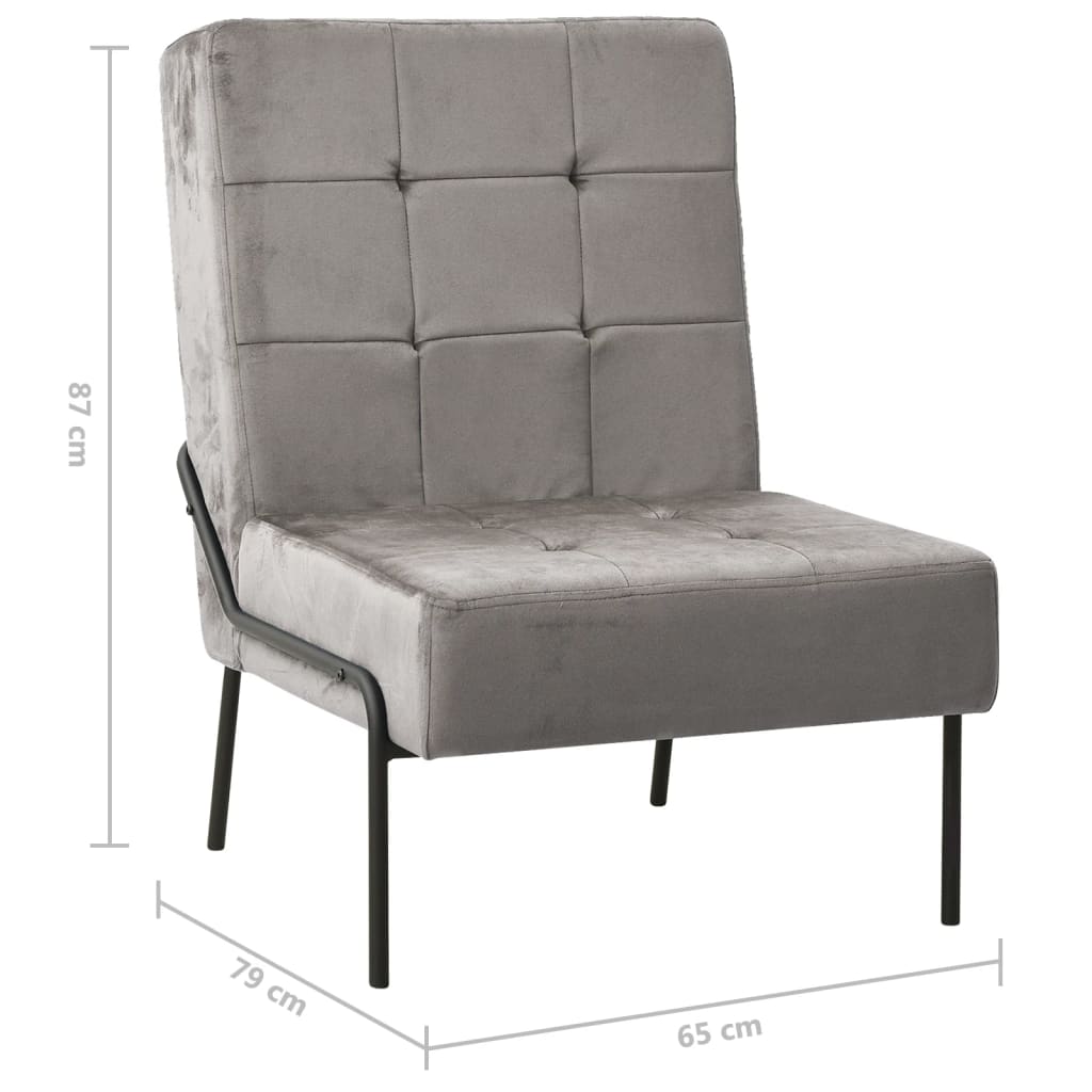 vidaXL Καρέκλα Χαλάρωσης 65 x 79 x 87 Ανοιχτό Γκρι Βελούδινη