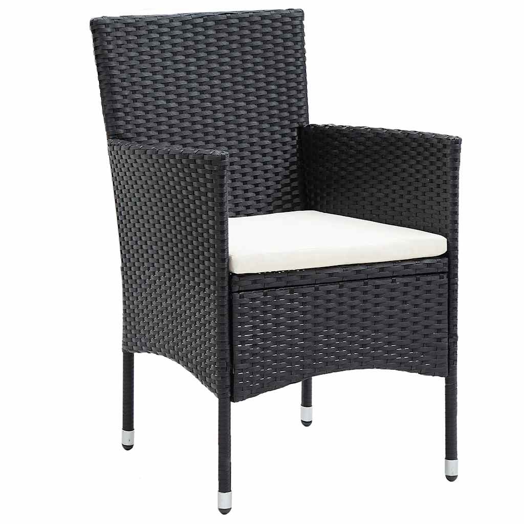vidaXL Σετ Επίπλων Bistro Κήπου 5 τεμ. Μαύρο Συνθ. Ρατάν/Ψημένο Γυαλί