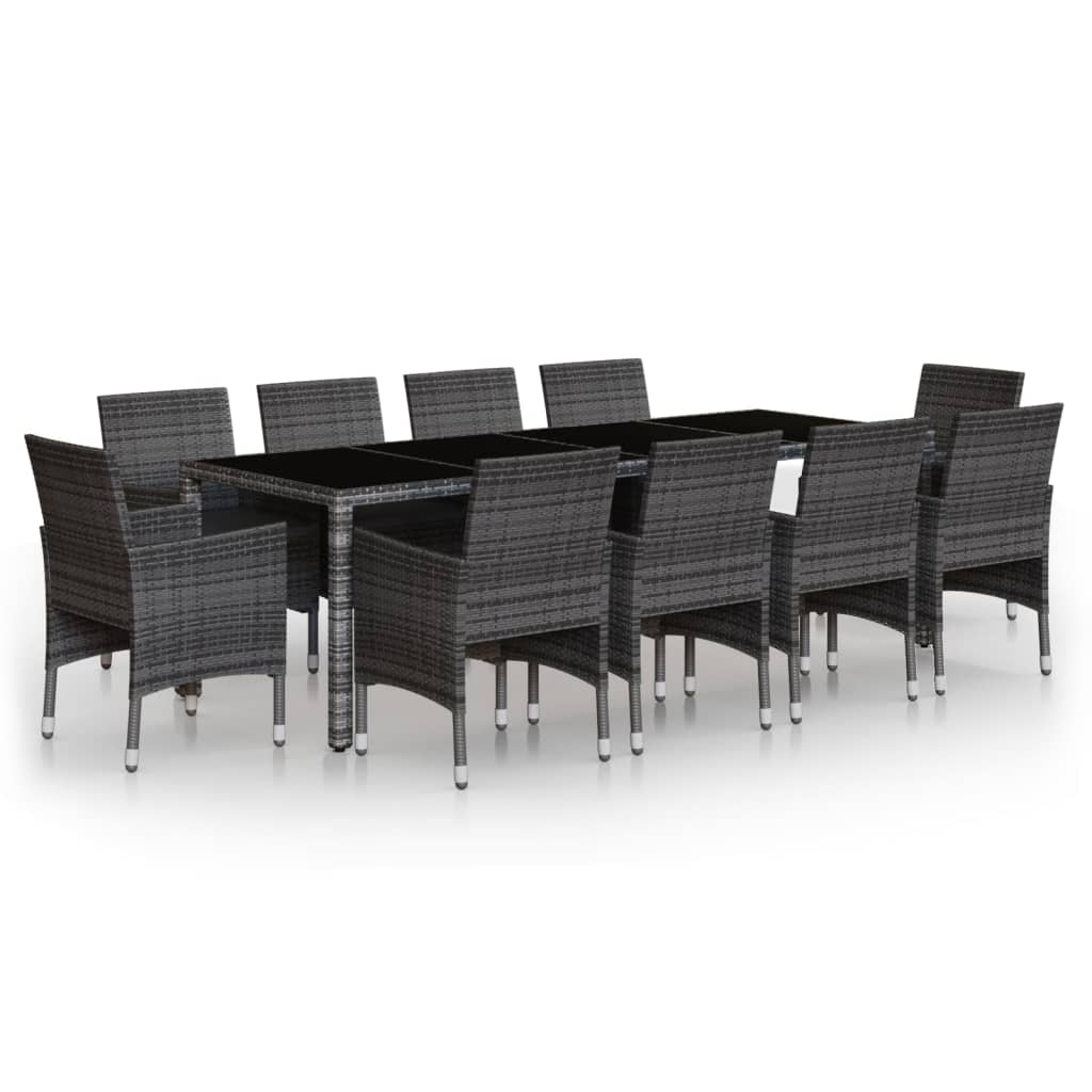 vidaXL Σετ Τραπεζαρίας Κήπου 11 Τεμαχίων Γκρι από Συνθετικό Ρατάν