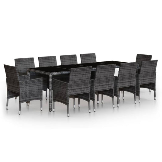 vidaXL Σετ Τραπεζαρίας Κήπου 11 Τεμαχίων Γκρι από Συνθετικό Ρατάν