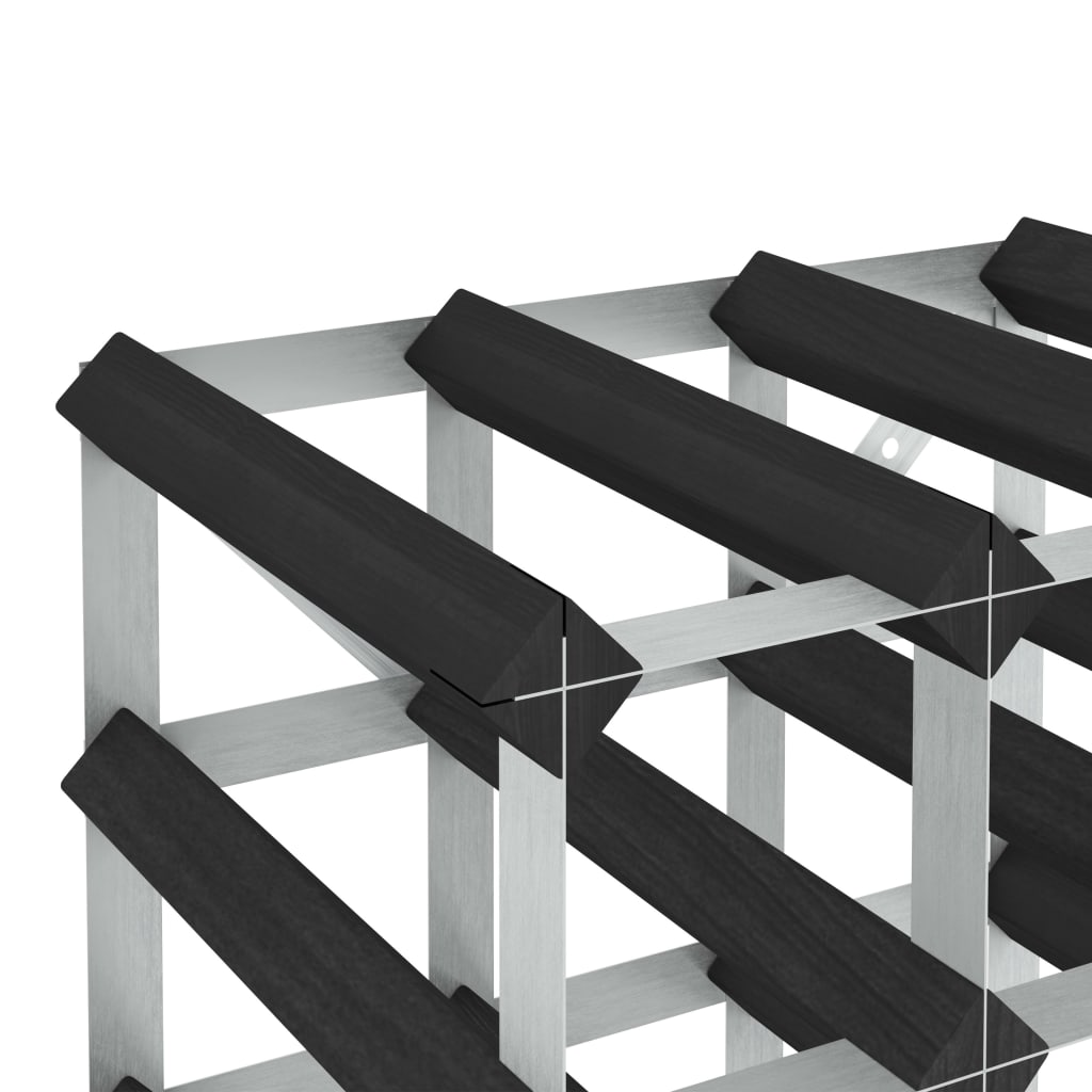 vidaXL Ραφιέρα/Σταντ Κρασιών για 42 Φιάλες Μαύρη Μασίφ Ξύλο Πεύκου