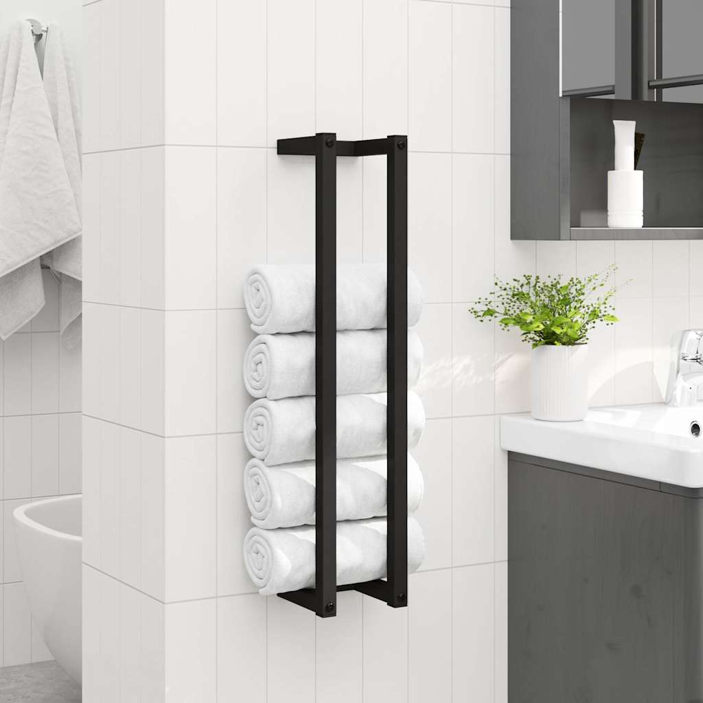 vidaXL Βάση για Πετσέτες Επιτοίχια Μαύρη 12,5x12,5x60 εκ. Σιδερένια