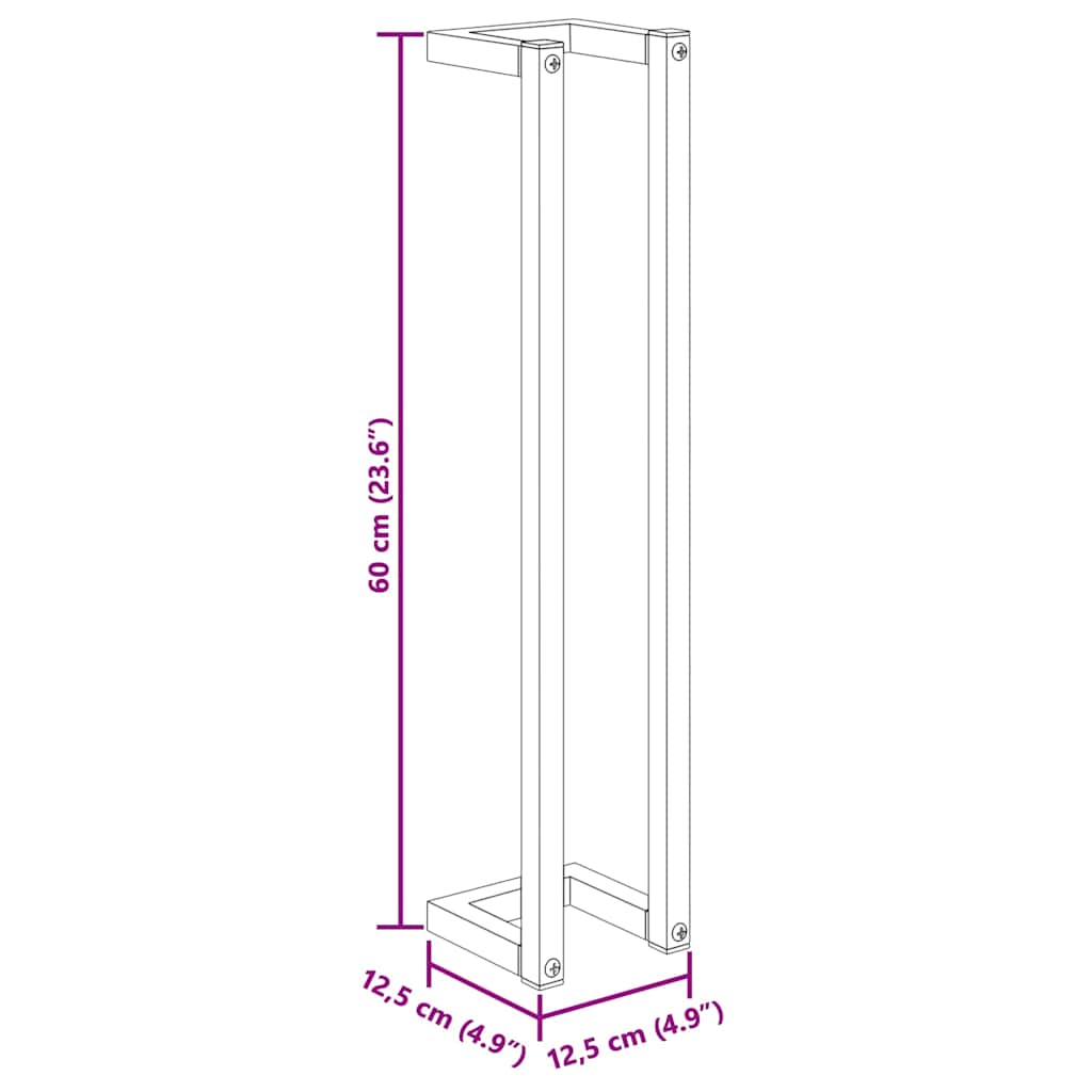 vidaXL Βάση για Πετσέτες Επιτοίχια Μαύρη 12,5x12,5x60 εκ. Σιδερένια
