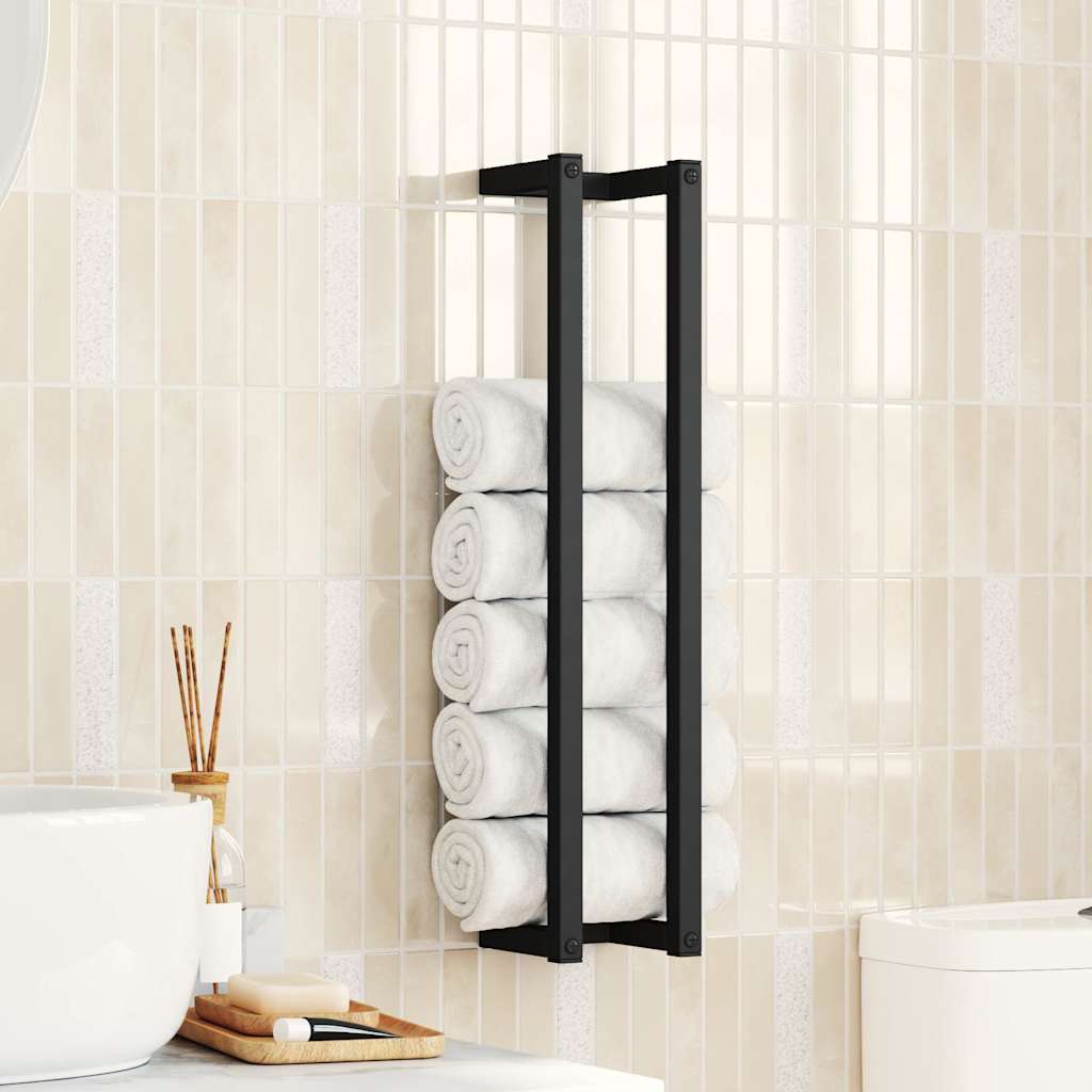 vidaXL Βάση για Πετσέτες Επιτοίχια Μαύρη 12,5x12,5x60 εκ. Σιδερένια