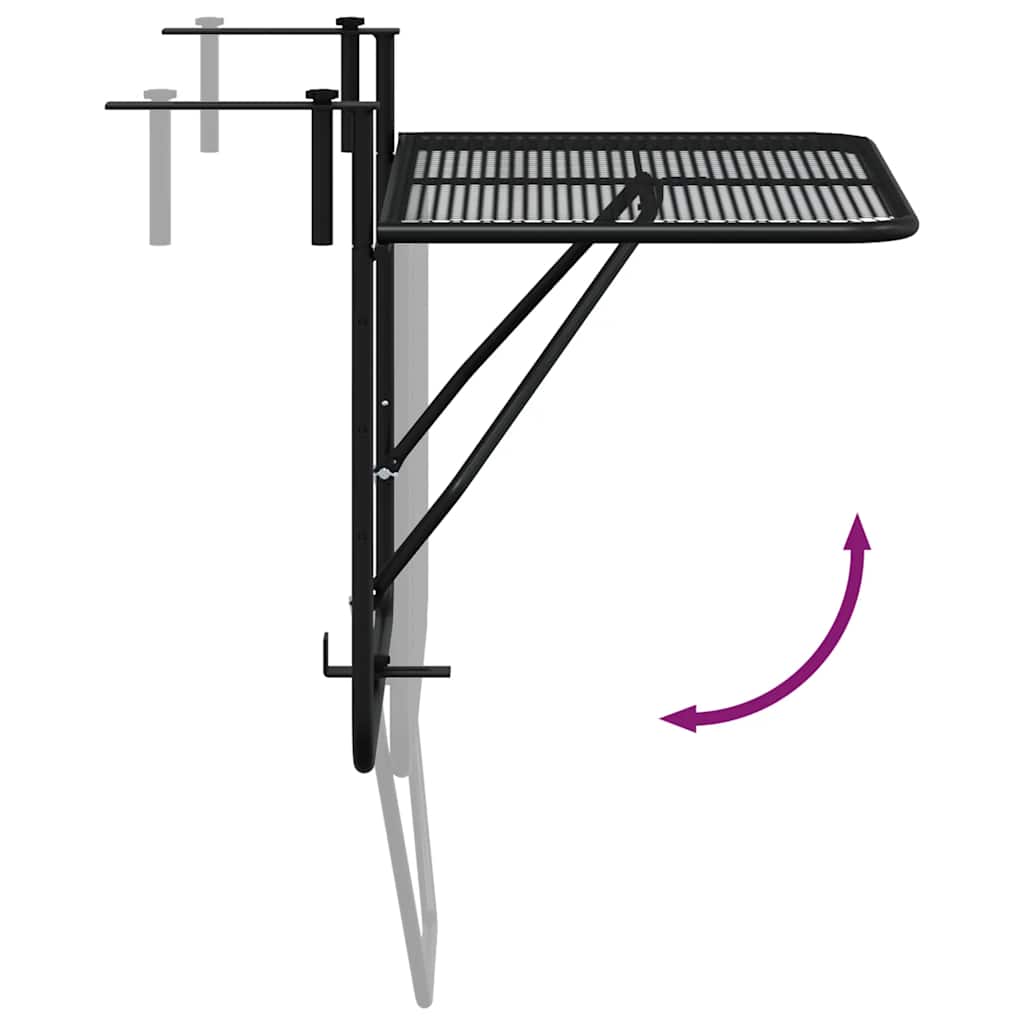 vidaXL Τραπέζι Μπαλκονιού Μαύρο 60 x 40 εκ. Ατσάλινο