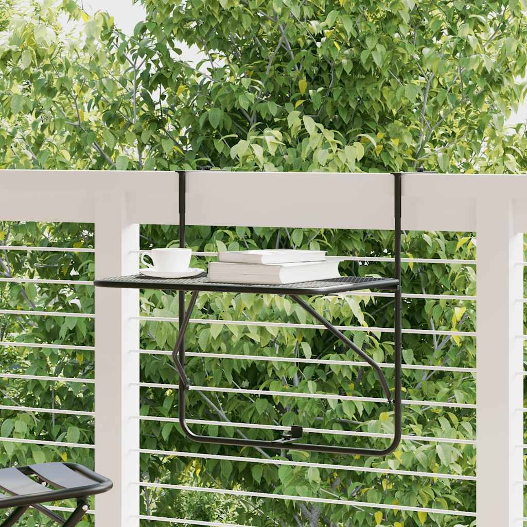 vidaXL Τραπέζι Μπαλκονιού Μαύρο 60 x 40 εκ. Ατσάλινο