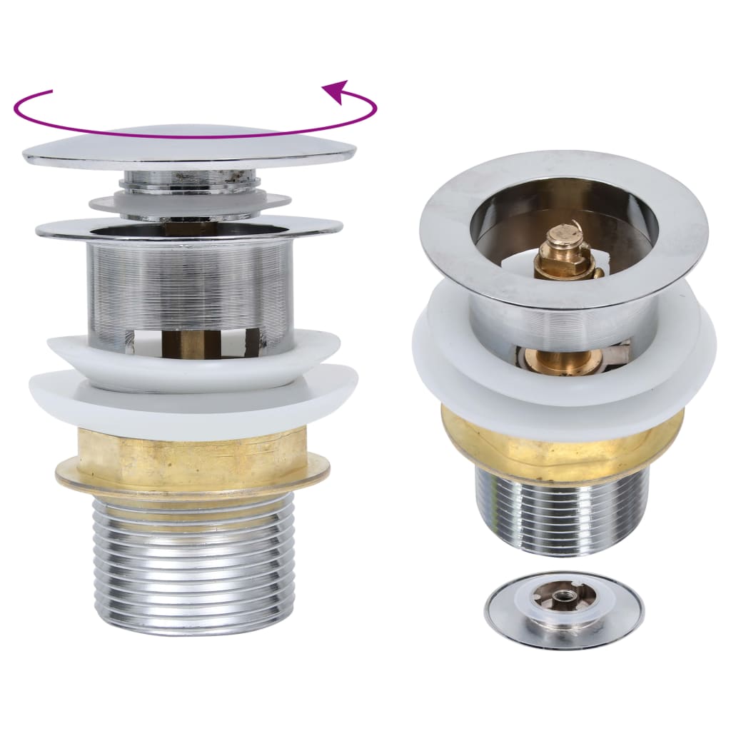 vidaXL Βαλβίδα Νιπτήρα Πατητή Χωρίς Υπερχείλιση Ασημί 6,4x6,4x9,1 εκ.