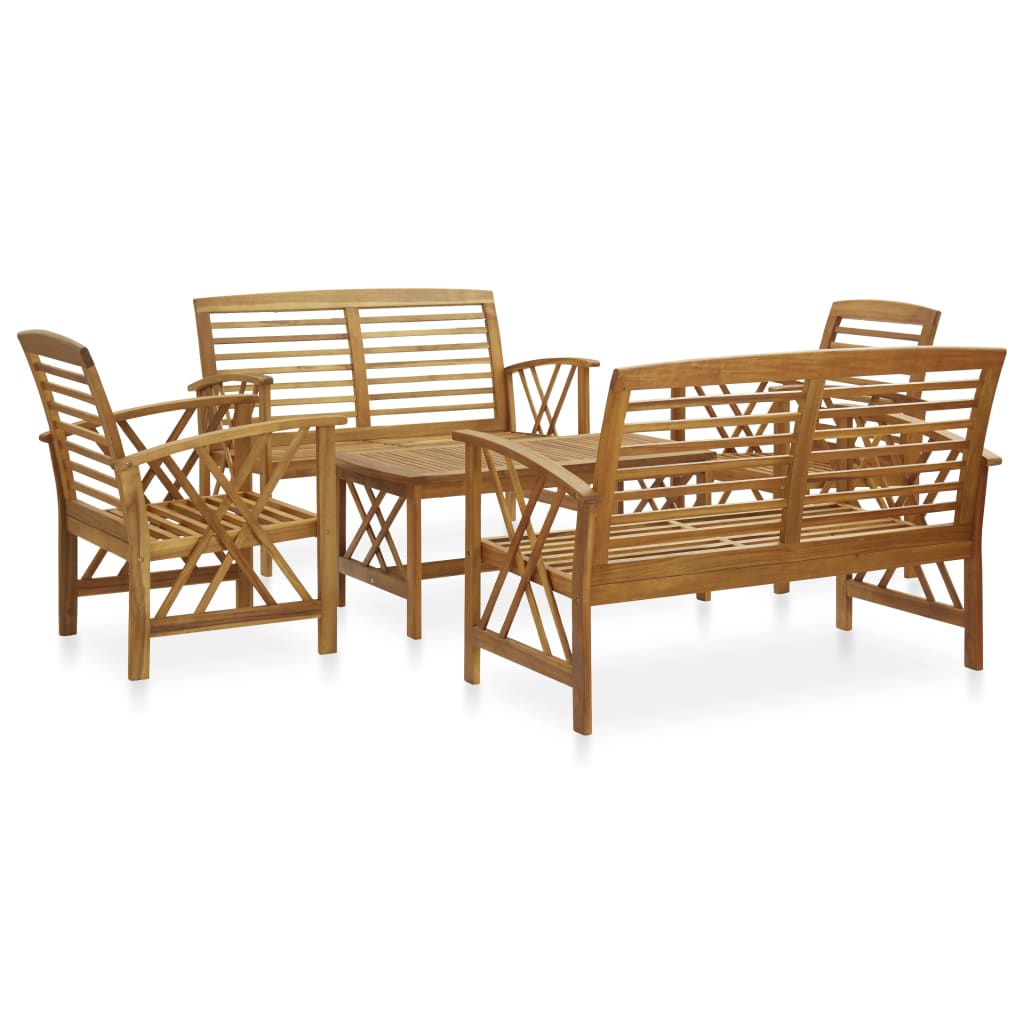 vidaXL Σαλόνι Κήπου 5 Τεμαχίων από Μασίφ Ξύλο Ακακίας