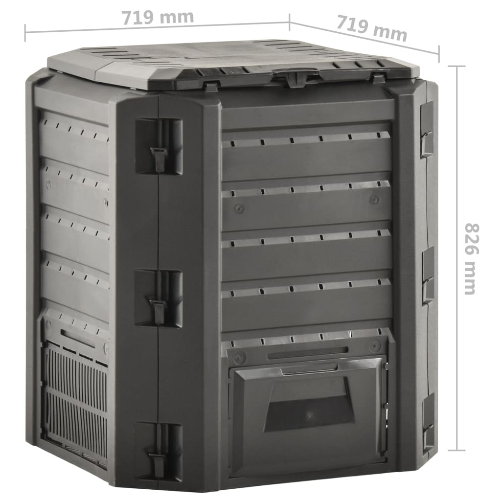 vidaXL Κάδος Κομποστοποίησης Μαύρος 380 Λίτρων