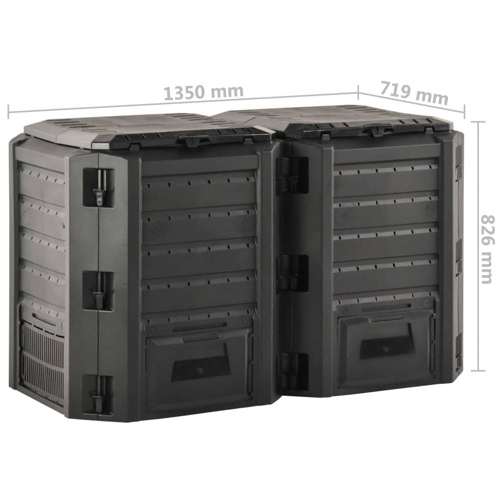 vidaXL Κάδος Κομποστοποίησης Μαύρος 800 Λίτρων