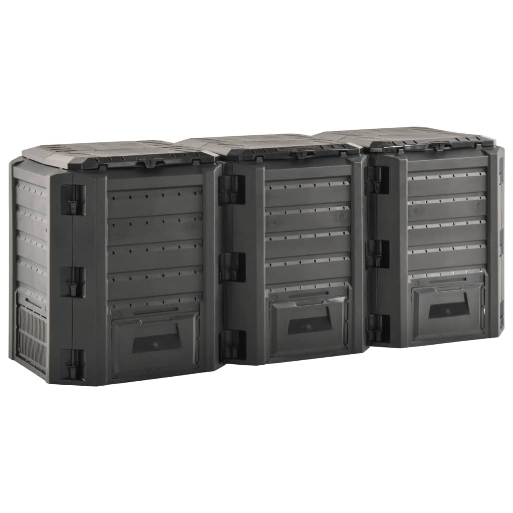 vidaXL Κάδος Κομποστοποίησης Μαύρος 1200 Λίτρων