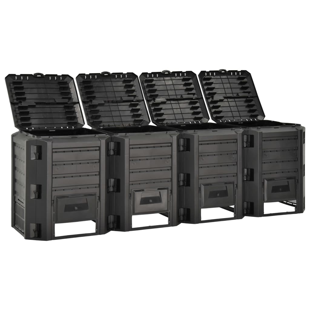 vidaXL Κάδος Κομποστοποίησης Μαύρος 1600 Λίτρων