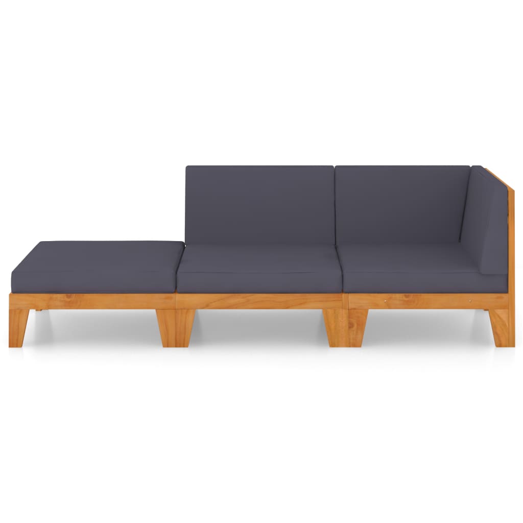 vidaXL Σαλόνι Κήπου 3 Τεμαχίων από Μασίφ Ξύλο Ακακίας με Μαξιλάρια