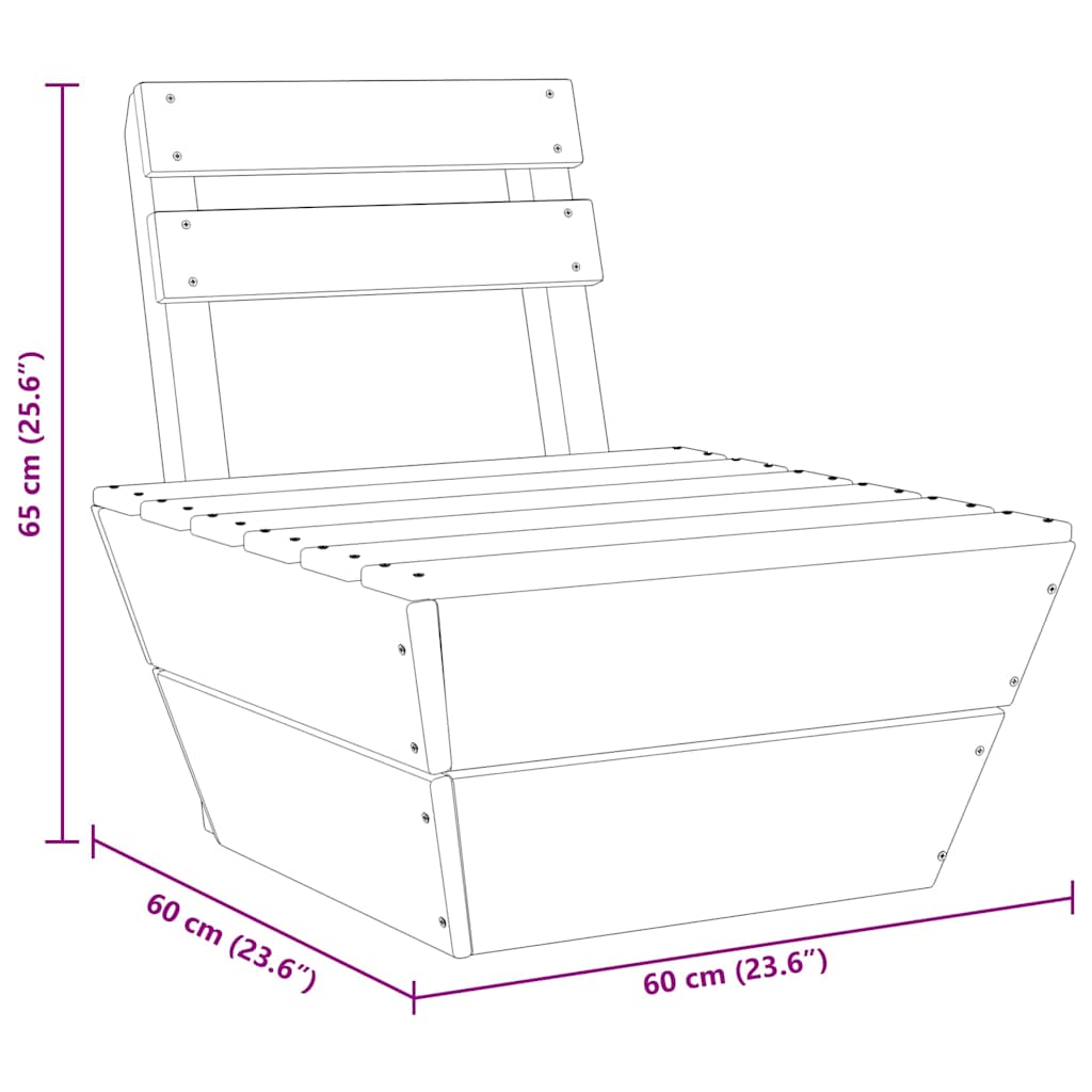 vidaXL Καναπές Μεσαίος Τμηματικός από Παλέτες Εμποτ. Ξύλο Ερυθρελάτης