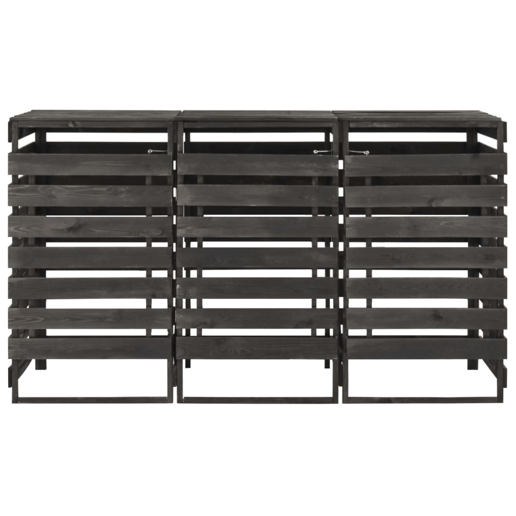 vidaXL Πλαίσιο Τριπλό για Κάδους 210x75x121 εκ. Βαμμένο Μασίφ Πεύκο