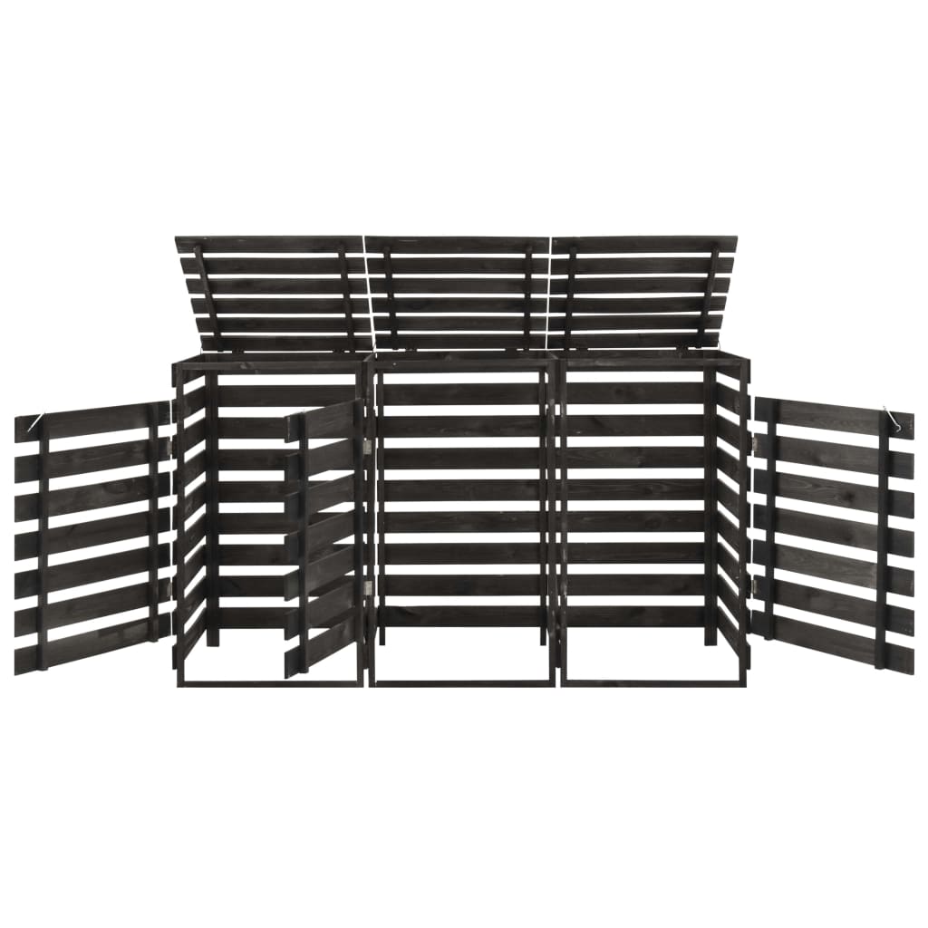 vidaXL Πλαίσιο Τριπλό για Κάδους 210x75x121 εκ. Βαμμένο Μασίφ Πεύκο