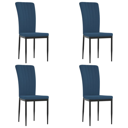 vidaXL Καρέκλες Τραπεζαρίας 4 τεμ. Μπλε Βελούδινες