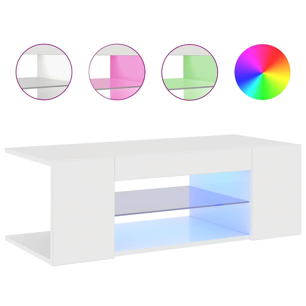 vidaXL Έπιπλο Τηλεόρασης με LED Γυαλιστερό Λευκό 90x39x30 εκ.