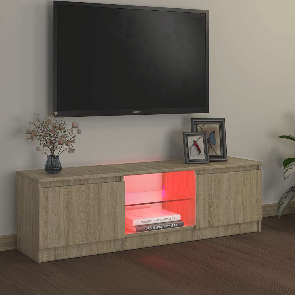 vidaXL Έπιπλο Τηλεόρασης με LED Sonoma Δρυς 120 x 30 x 36 εκ.