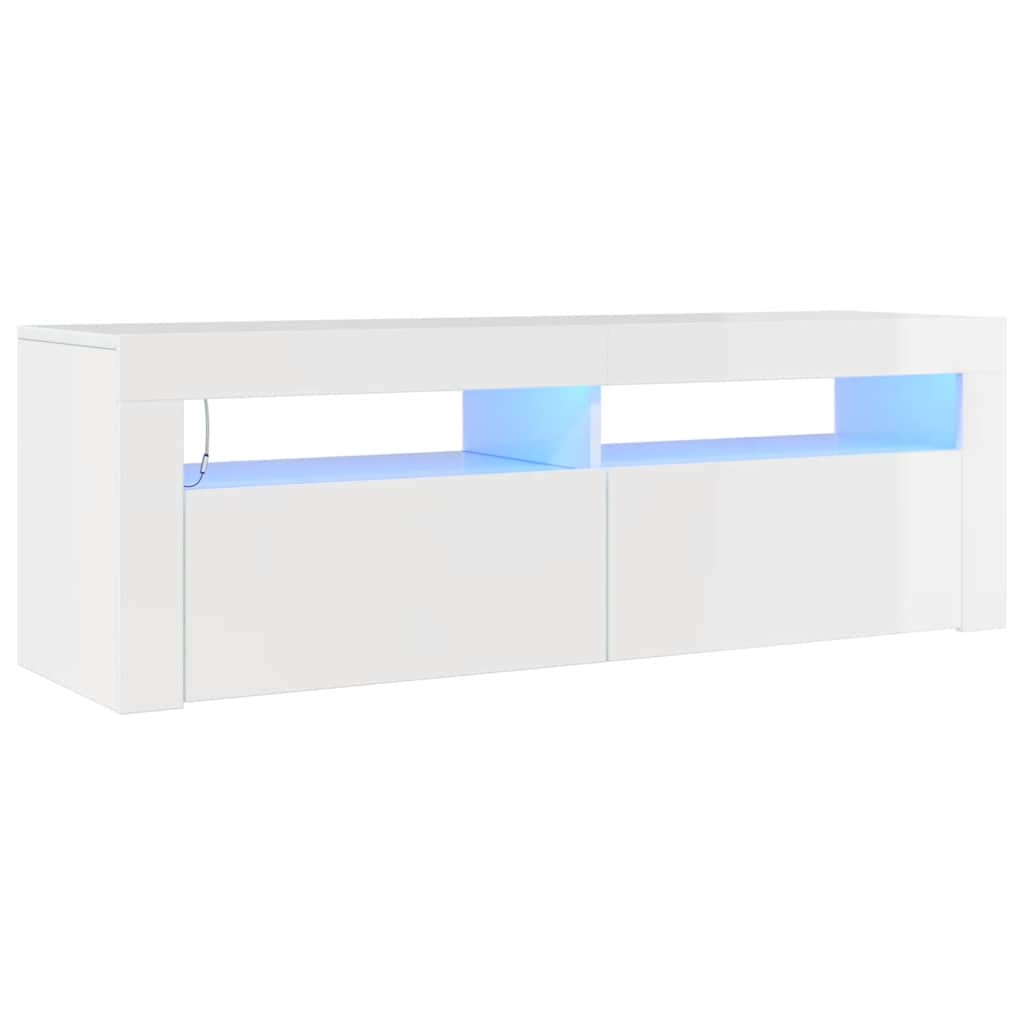 vidaXL Έπιπλο Τηλεόρασης με LED Γυαλιστερό Λευκό 120 x 35 x 40 εκ.