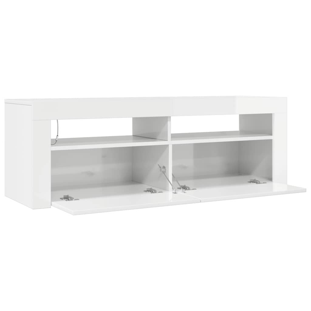 vidaXL Έπιπλο Τηλεόρασης με LED Γυαλιστερό Λευκό 120 x 35 x 40 εκ.