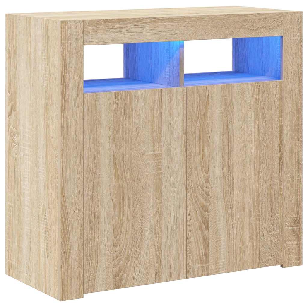 vidaXL Ντουλάπι με LED Sonoma Δρυς 80 x 35 x 75 εκ.
