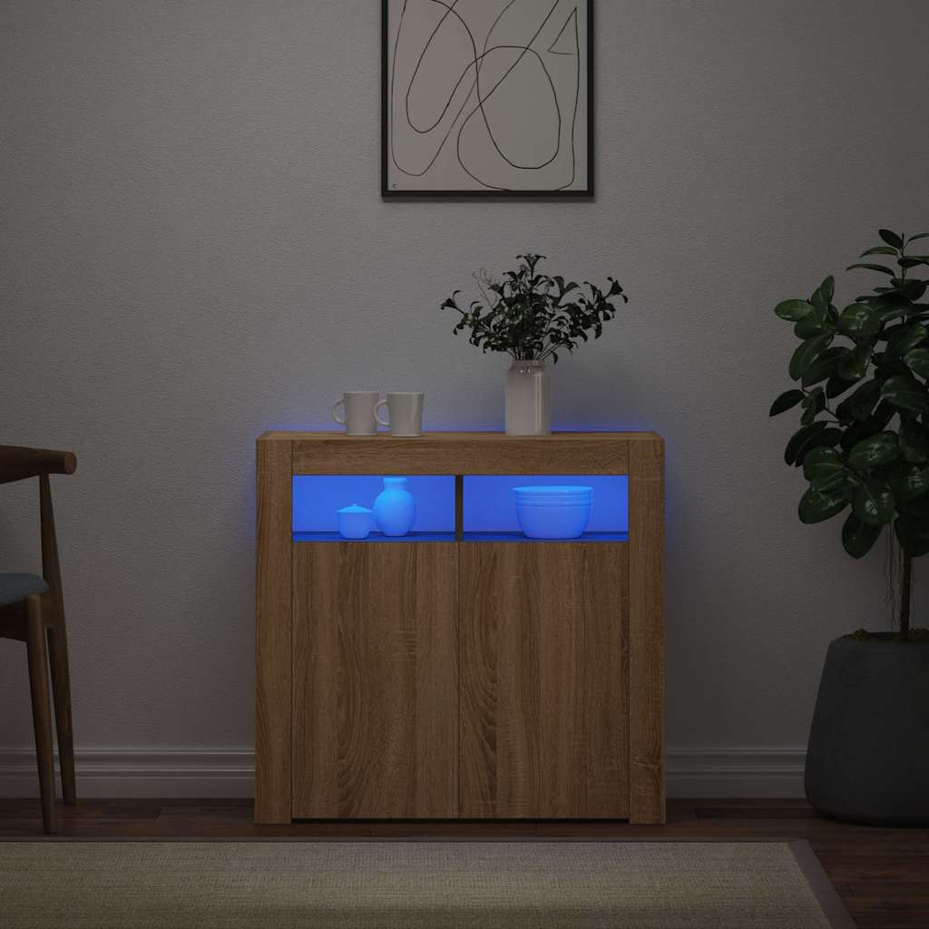 vidaXL Ντουλάπι με LED Sonoma Δρυς 80 x 35 x 75 εκ.