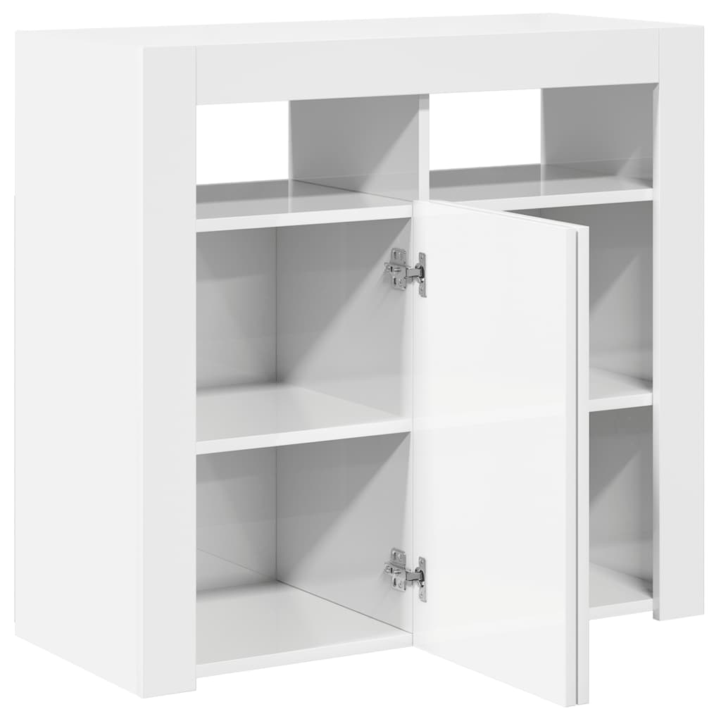 vidaXL Ντουλάπι με LED Γυαλιστερό Λευκό 80 x 35 x 75 εκ.