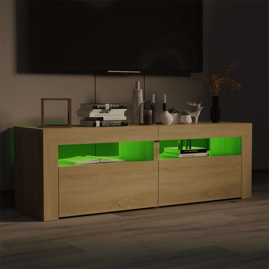 vidaXL Έπιπλο Τηλεόρασης με LED Sonoma Δρυς 120x35x40 εκ.