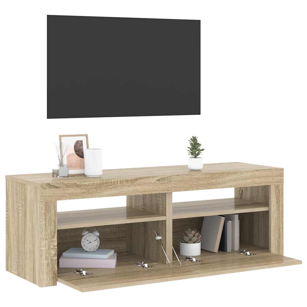 vidaXL Έπιπλο Τηλεόρασης με LED Sonoma Δρυς 120x35x40 εκ.